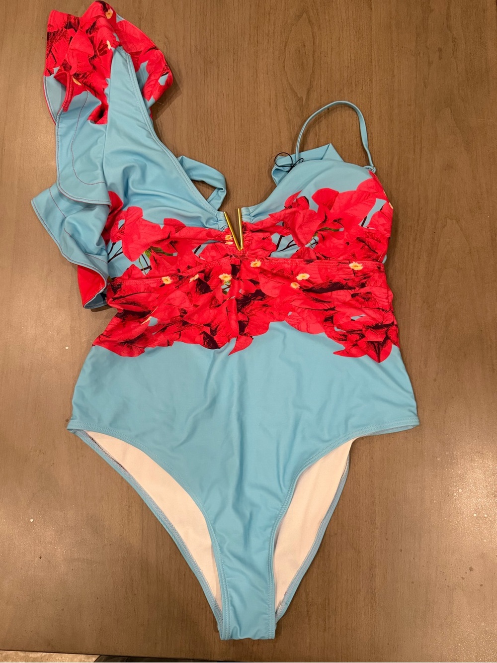Women’s One-Piece Swimsuit With Ruffle Shoulder XL